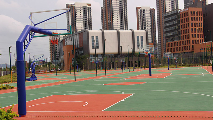 珠海市香洲区金钟小学携手九游会j9体育安装埋地独柱篮球架项目完成